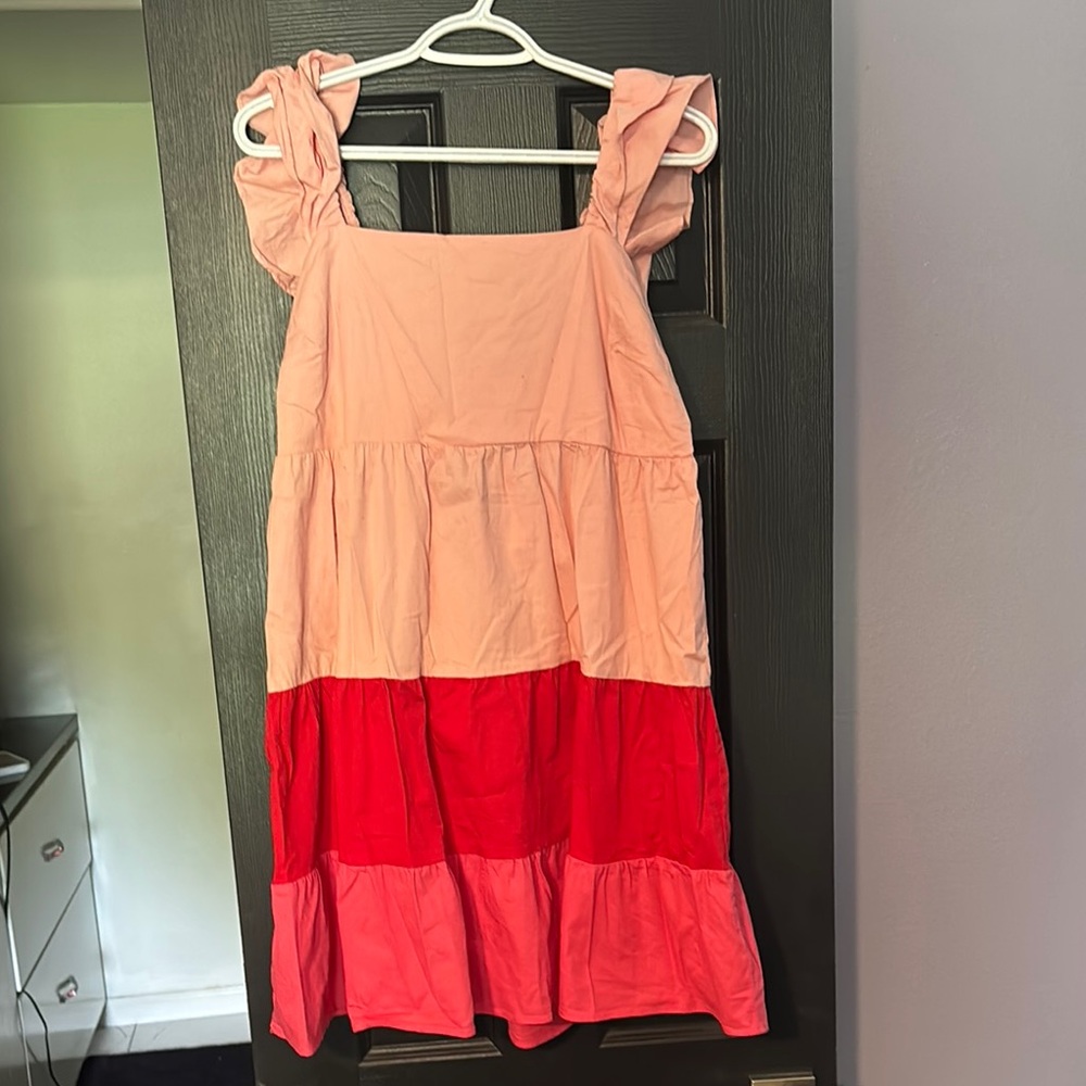 Charming Pink and Red Kids Dress